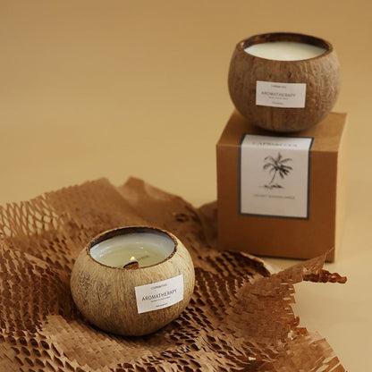 Natural Coconut Shell Lavender Scented Candle - Relaxing Aromatherapy Gift for Home, Spa & Meditation (Early Summer Lavender Fragrance)