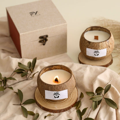 Natural Coconut Shell Lavender Scented Candle - Relaxing Aromatherapy Gift for Home, Spa & Meditation (Early Summer Lavender Fragrance)